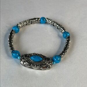 Bohemian‎ Silver and Blue Gemstone Bracelet